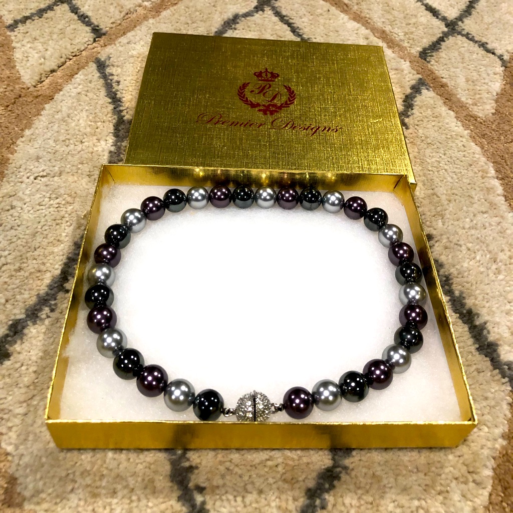 Vintage Premier Designs Gray Pearl Magnetic Clasp Choker Necklace -Nwot 7$
